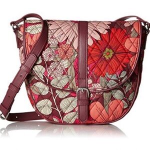 VERA BRADLEY Bohemian Blooms Saddle Crossbody Quilted Bag